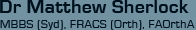 Dr Matthew Sherlock MBBS (Syd), FRACS (Orth), AAOrthA